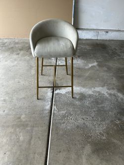 Set Of Four Beige Upholstered Counter Height Stools