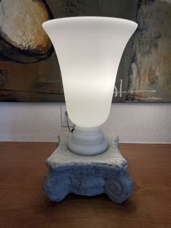 White Glass Contemporary Uplight Table Lamp