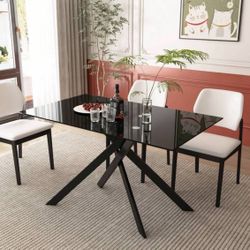 51” DINING TABLE Rectangular Tempered Glas