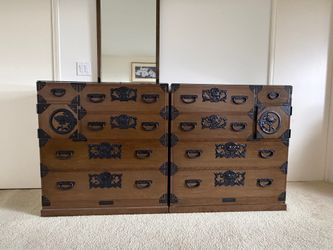 Pair of Japanese Tansu Dresser Chests