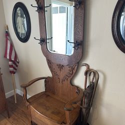 Antique Oak Hall Tree