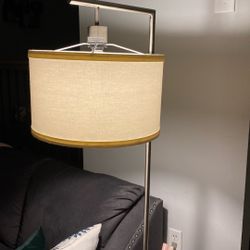 Floor Lamp with White Shade - Brushed Nickel 