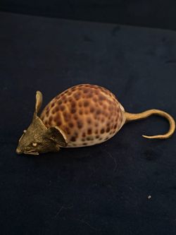 Vintage Cowrie Shell Mouse, Golden Head Tail