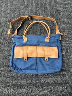 AARP Classic Denim Look Courier Satchel Crossbody Organizer Bag Pockets