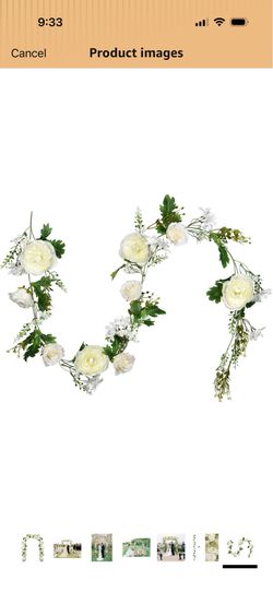 2 pcs is Artificial Peony Garland, 12ft Floral Greenery Garland with Mixed Peony Flowers and Green Leaves for Wedding Dining Table Home Party Decor (2