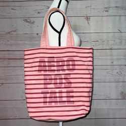 Aeropostale fully lined pink striped carry all tote Inside zipper pocket