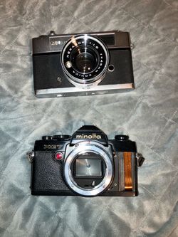Konica Auto S2 and Minolta XG7 film cameras (Nonfunctional)