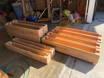 Custom privacy wall patio garden bed flower herb planter box wooden cedar redwood container vegetable urban