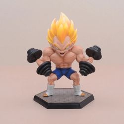 Dragon Ball Z Super Saiyan Vegeta Gym Lift Dumbbells Figure Statue
