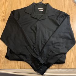 VAN HEUSEN Men’s Flex Collar Regular Fit, Black, Size 16.5” Neck 34"-35" Sleeve Cuff