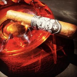 Vintage Red Glass Cigar Ashtray 