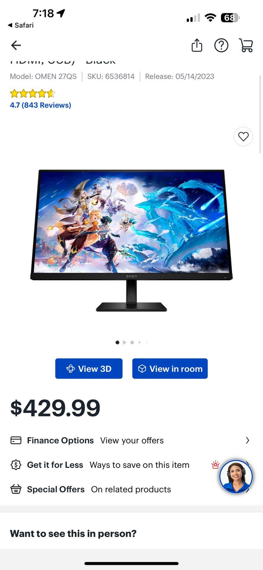 HP Omen Monitor 27qs