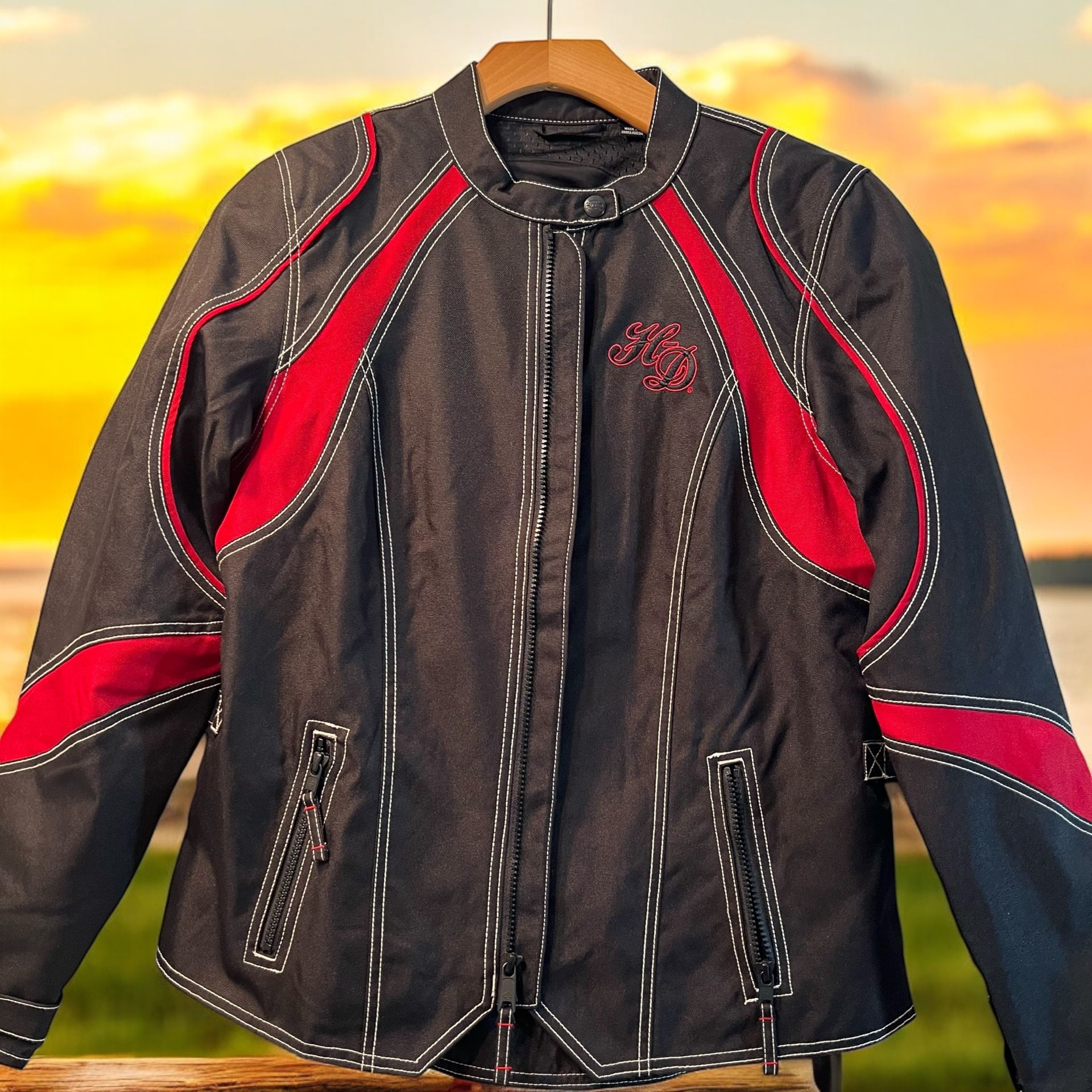 Harley Davidson Women's Embroidered Scroll Skull Riding jacket Size l