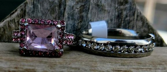 Black Gold filled Couple's Engagement Wedding Ring set