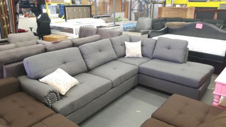 New fabric sectional sofa gray color