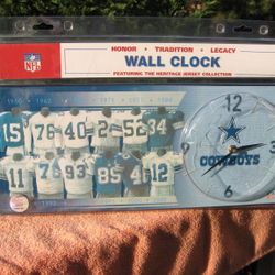 Dallas Cowboys Heritage Jersey Collection Wall Clock~16" Length~NOS


