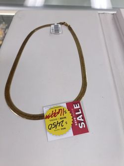 Gold Herringbone Chain Necklace