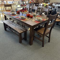 Solid Wood 7 Piece Dining Set