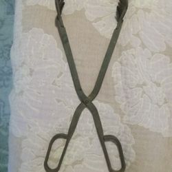 Antique Coal And Log Tongs  With Antique Coffee Grinder Parts