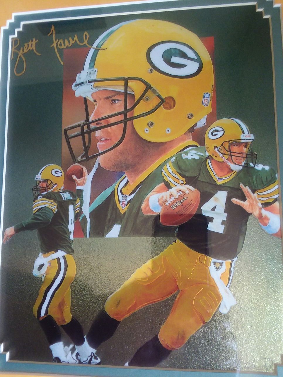 Brett Favre - Painting Collage (Signed by Artist) Framed Photo