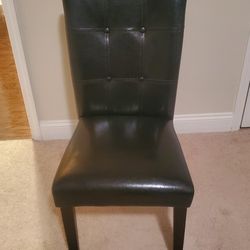 Brown Faux Leather Side Chair (Brand-New)