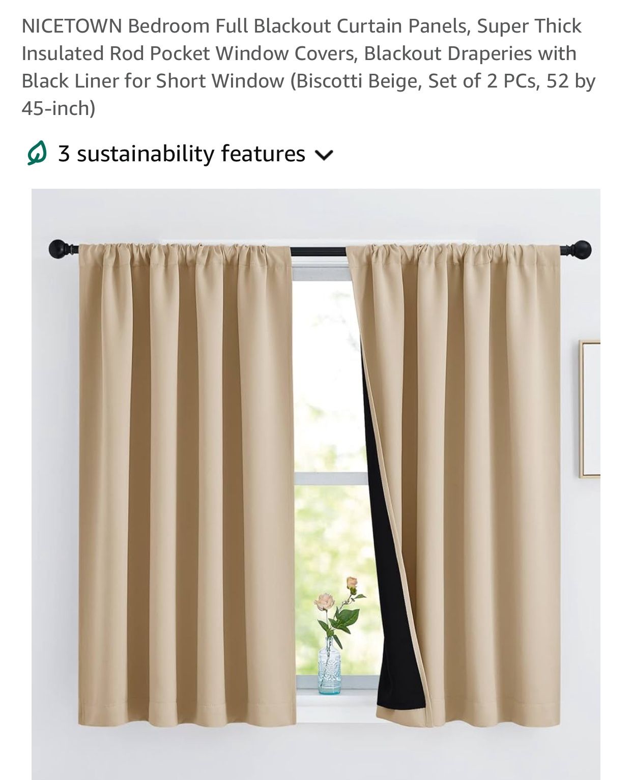 Blackout Beige Window Curtains