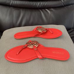 Fashion Women's Flat Sandal MAIN Limit-24 Red size 10