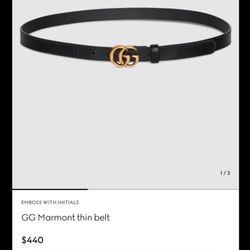 Women’s Gucci Belt Skinny with Double G in Antique Gold 