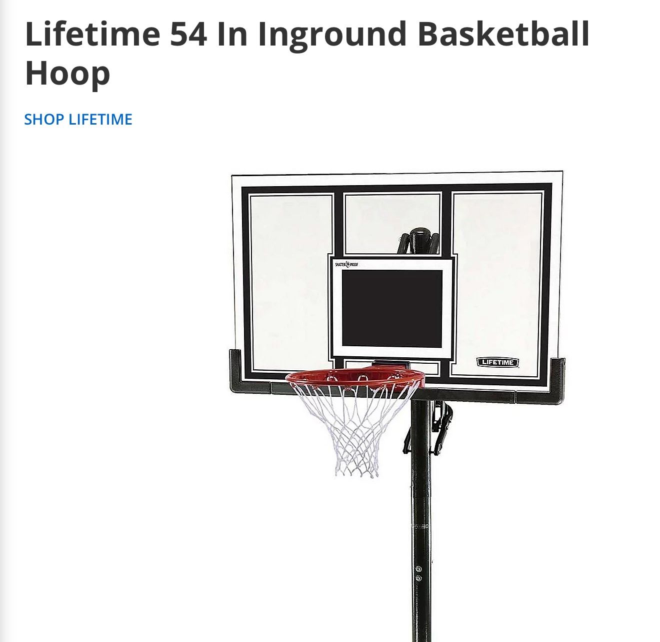 Lifetime Basketball Hoop 
