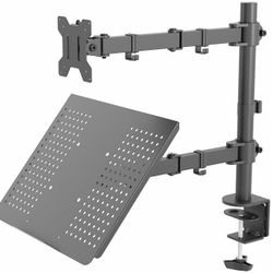 Vivo Black Monitor And Laptop Desk Mount Combo 