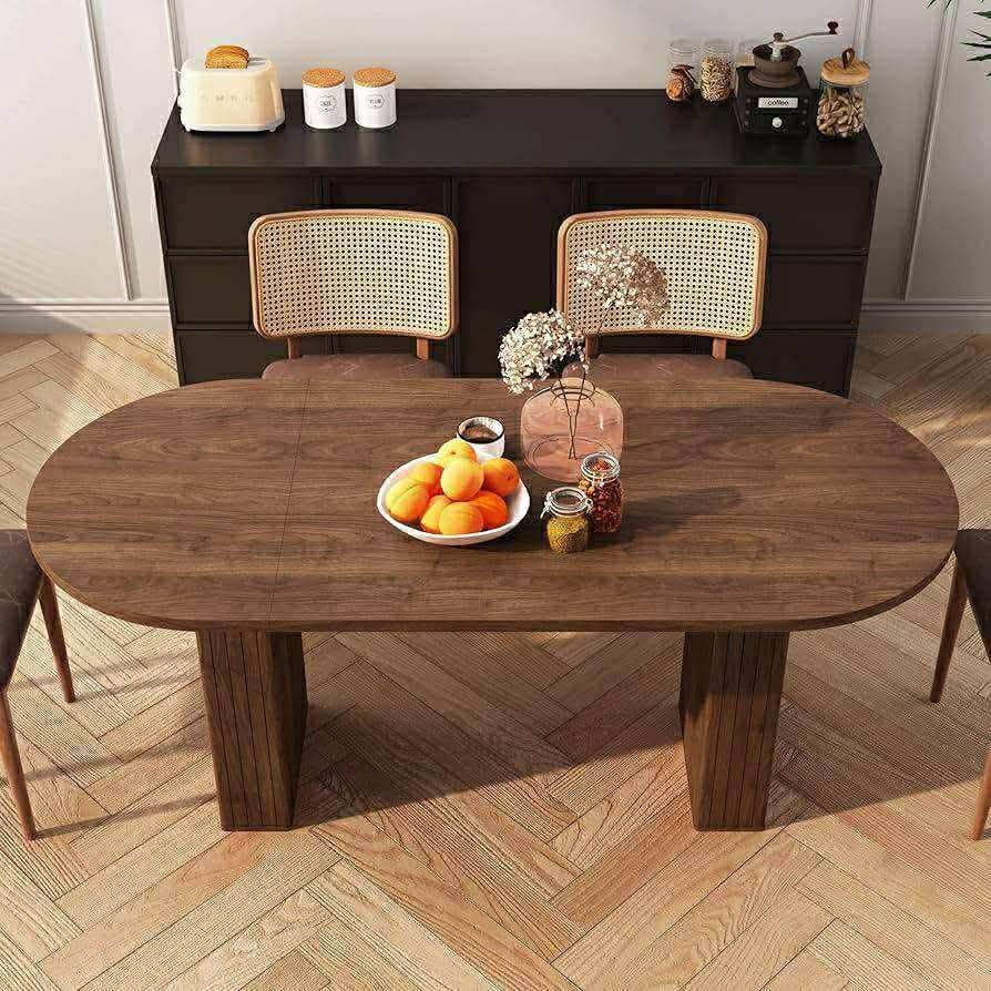 70.8" Oval Dining Table For 4, Modern Farmhouse Kitchen Table For 6,