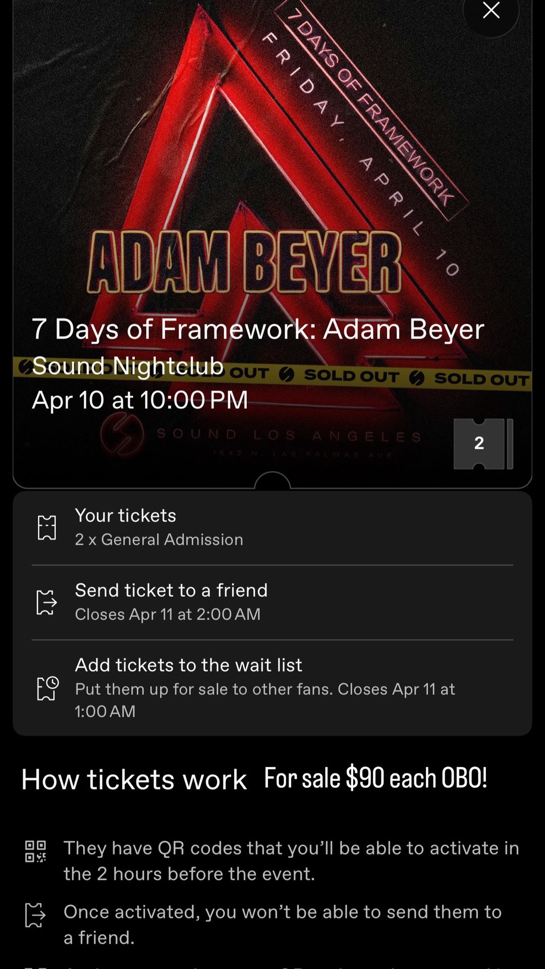 ADAM BEYER 4/10/2026 AT SOUND NIGHTCLUB