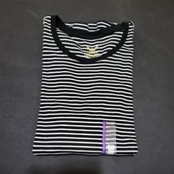 🖤 Faded Glory Black & White Striped Short Sleeve Tee – Size XXL (20)