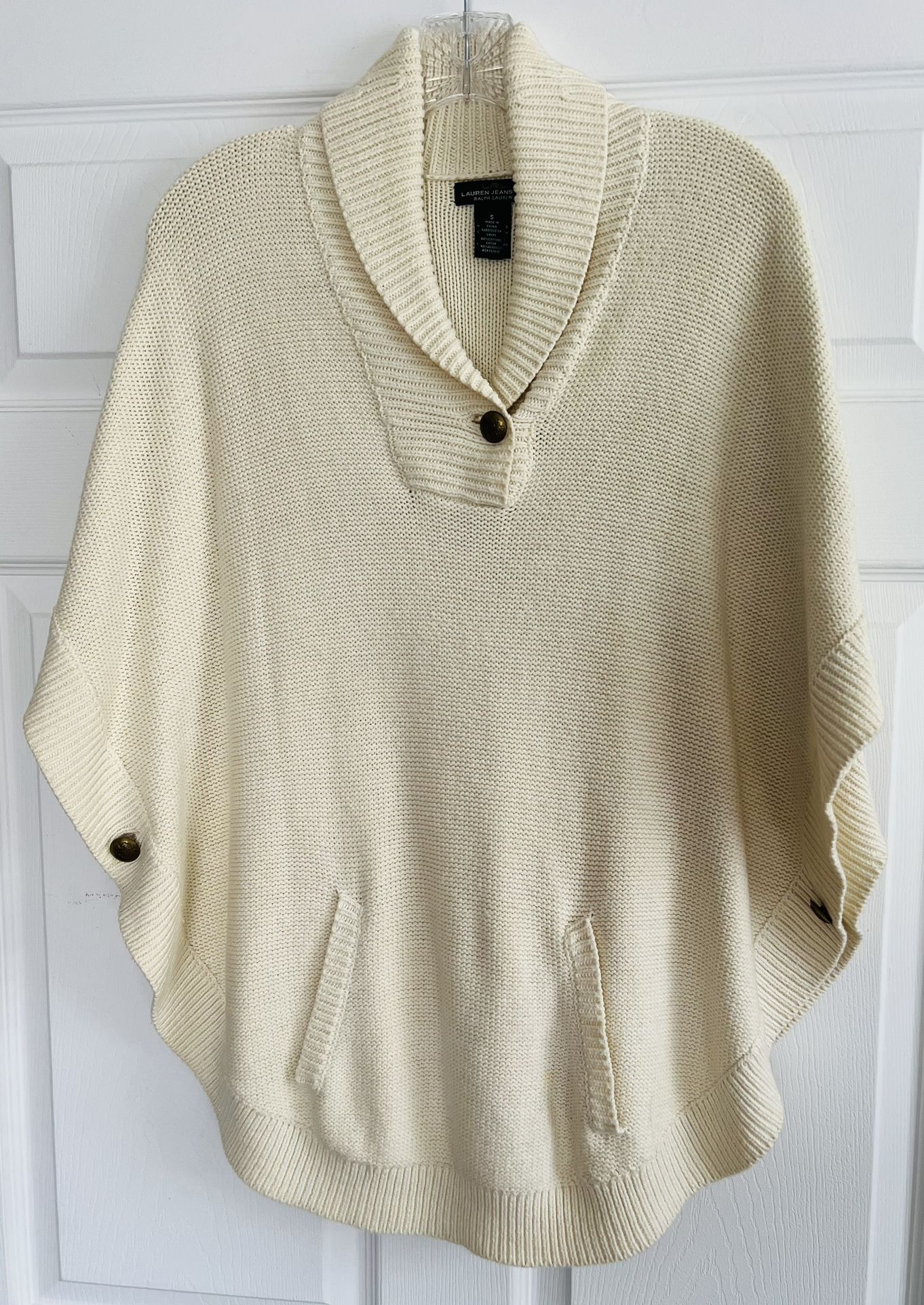 Ralph Lauren Poncho Sweater Cream Color Size S