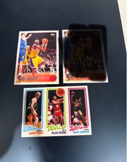 Reprints. Lakers Kobe Bryant Topps & Bird/Erving/Johnson Rookie Card Lot