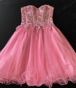 Cinderella pink sequin sweetheart cupcake tulle tutu skirt prom dress