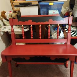 Handmade Red Red Repurposed Head Board.bench