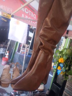 Brown Leather Knee-High Boots