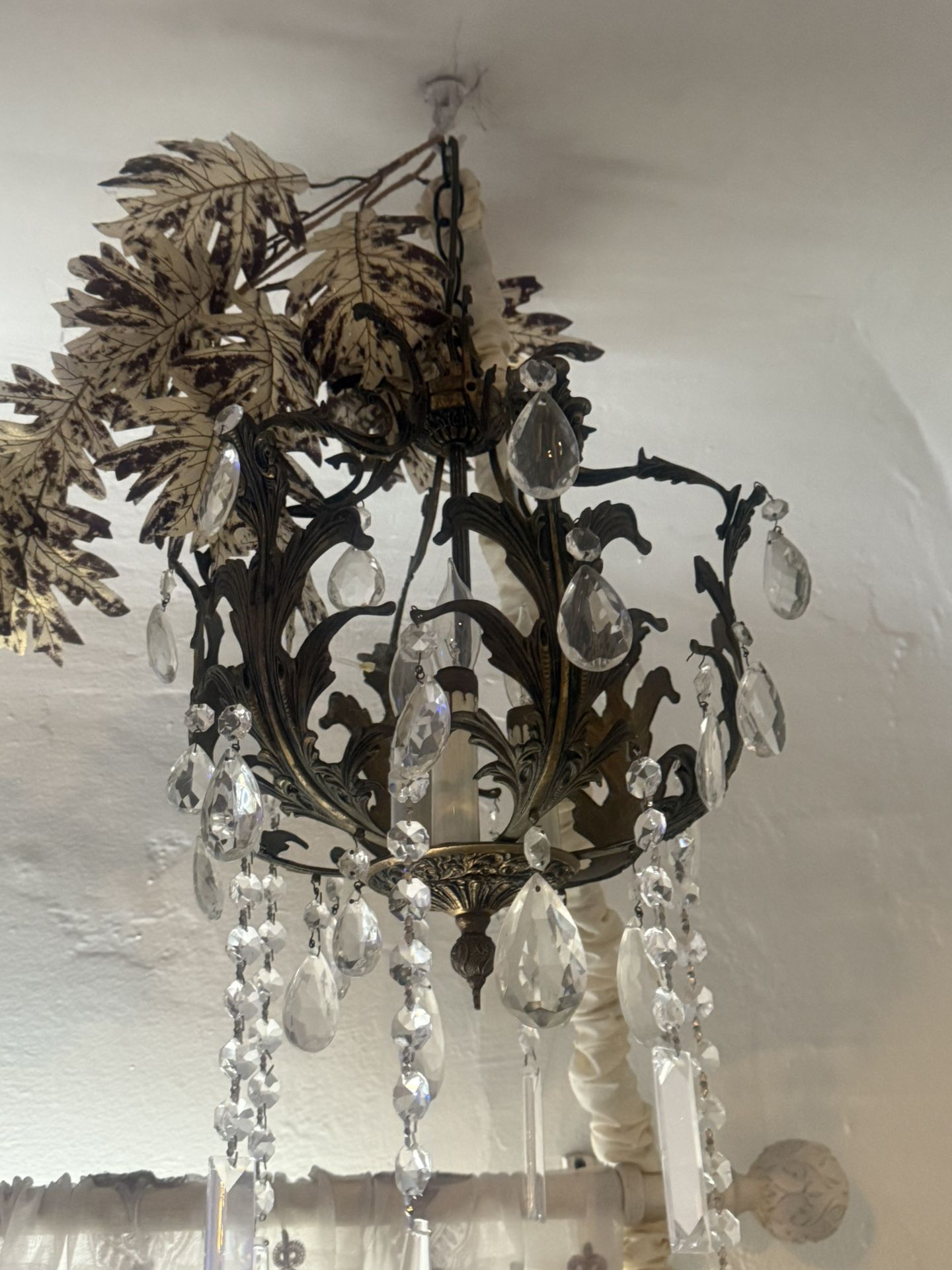 Brass And Crystal Chandelier