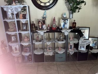 Gray sectional couch, and very good condition. Three cubicles and very good condition.