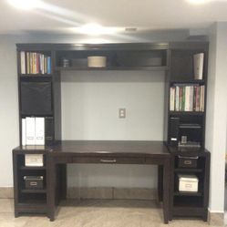 Brown Desk With Hutch