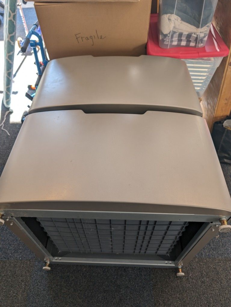 2 GE Washer/Dryer Laundry Pedestals with Storage Drawer Satin