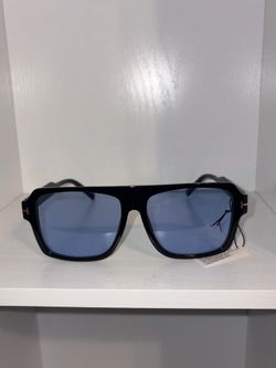 NEW Black with Blue Lens Flat-top Style Sunglasses