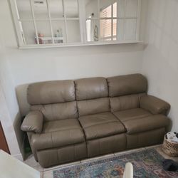 Leather Sleeper Sofa Brownish Tan