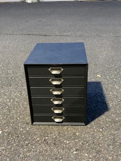 Black Metal 6-Drawer Desktop Storage Cabinet