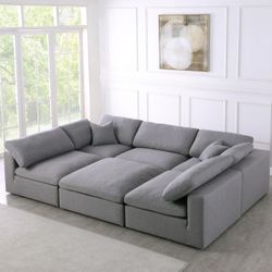6pc Deluxe Cloud Down Filled Overstuffed Sectional - End Of The Year Sale