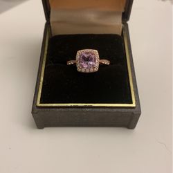 Amethyst With Diamonds- Stone Is About Carat Surrounded By Half Carat Of Diamonds.   Size 7  