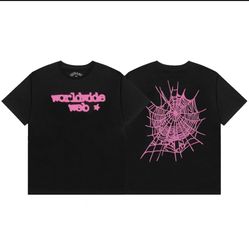 Sp5der Worldwide Web T-shirt in black and pink