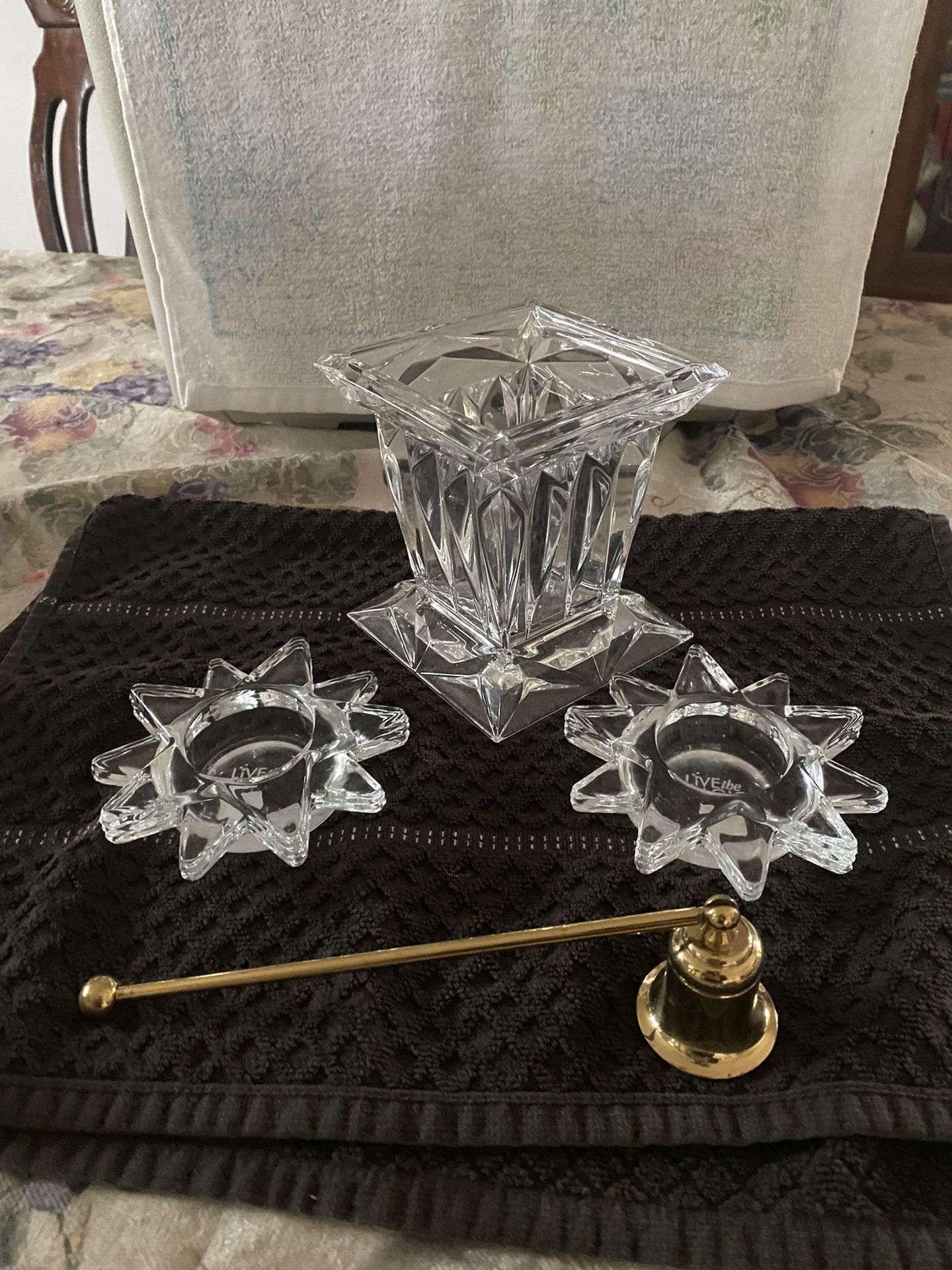 Partylite Quad Prism, Flaming Stars & Chatham Snuffer