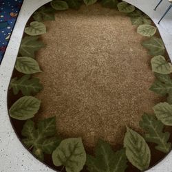 Kids Classroom Rug – Leaf / Nature Theme (Round)